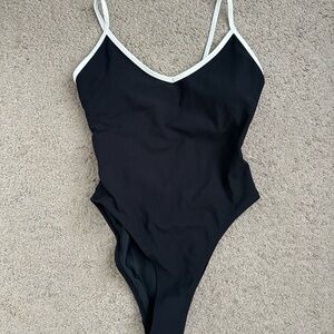 Wilo Black One-Piece Swimsuit with White Trim